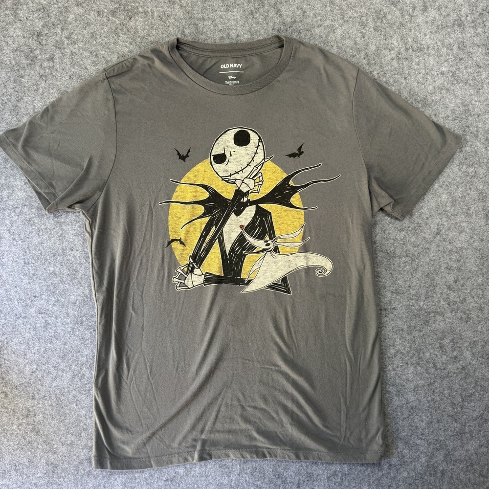 Old Navy Nightmare Before Christmas T-Shirt M Gray Jack Skellington Graphic